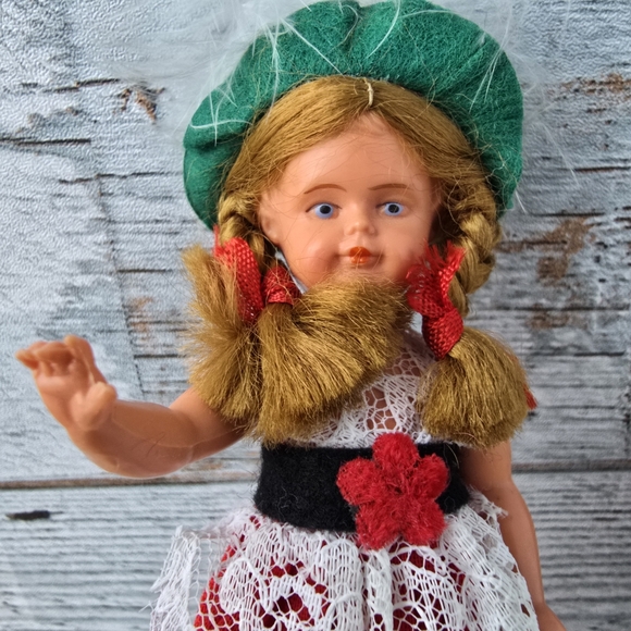 Vintage Celluloid Dolls Traditional German Bavarian Folk Set Of 2 Boy Girl 5" - Picture 6 of 7